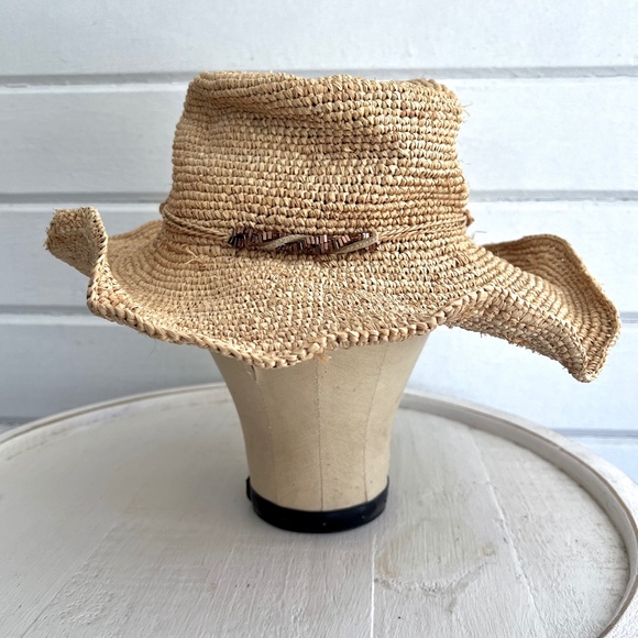 Fabulous and Fashionable Flora Bella Adjustable Raffia Hat Flora Bella Raffia Sun Hat With Gold-Tone Accents main image 2
